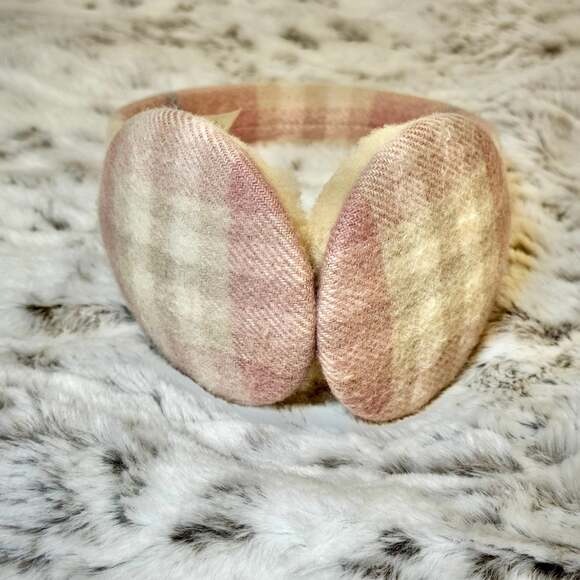 BURBERRY Light Pink Check Cashmere Earmuffs - one size - Picture 6 of 7